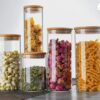 Vorratsglas Glas Dosen Vorratsdose Glasbehälter Bambus 5er Set